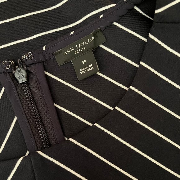 Ann Taylor Petite - Striped Ponte Peplum Career Top - Picture 3 of 5